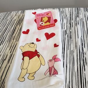 Disney Winnie the Pooh and Piglet 100% Cotton Kitchen Towel Set of 2